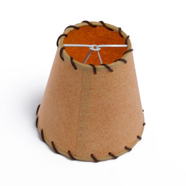 Parchment Lampshade, Round With Leather Trim 5"