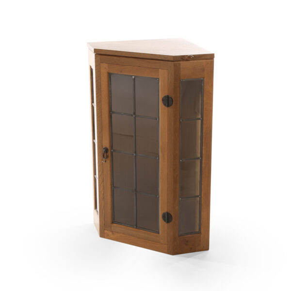 Mouseman Oak Small Glass Corner Cupboard