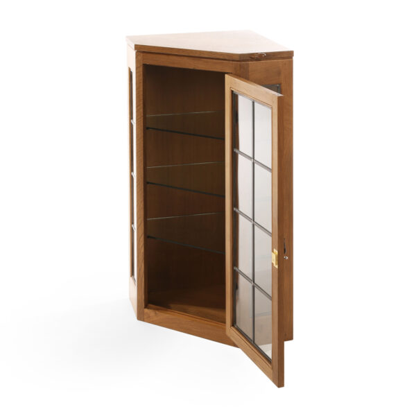 Mouseman Oak Small Glass Corner Cupboard