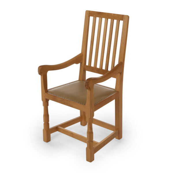 Mouseman Oak Curved Back Arm Chair