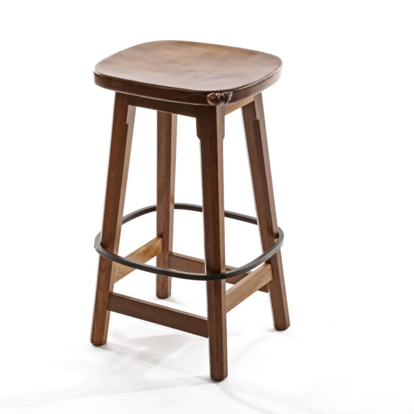 Mouseman Oak Low Bar Stool