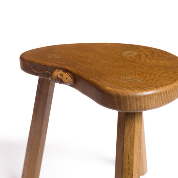 Mouseman Oak Calf Stool