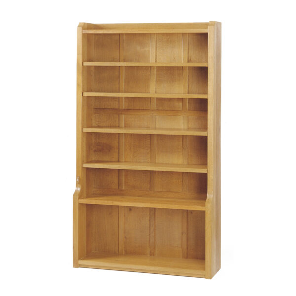 Mouseman Oak Bookcase with Five Shelves 3' 6" W