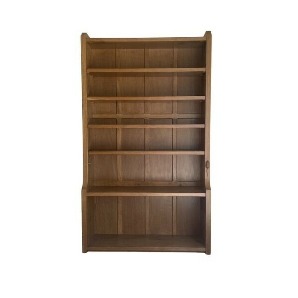 Classic Mouseman Oak Bookcase with Five Shelves 6' 0" H x 3' 6" W
