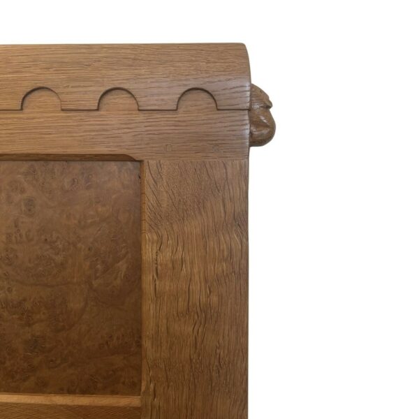 Special Mouseman Oak Headboard With Eight Burr Oak Panels  3' Wide