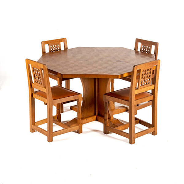 Classic Mouseman 4'2"Octagonal Dining Table & Chairs - SOLD