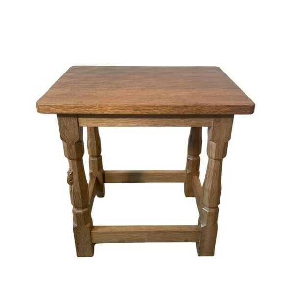 Mouseman Oak Stool / Coffee Table with Oak Top