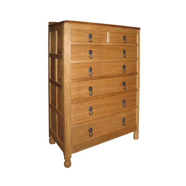 Mouseman Oak Chest of Drawers with Seven Drawers 3' W