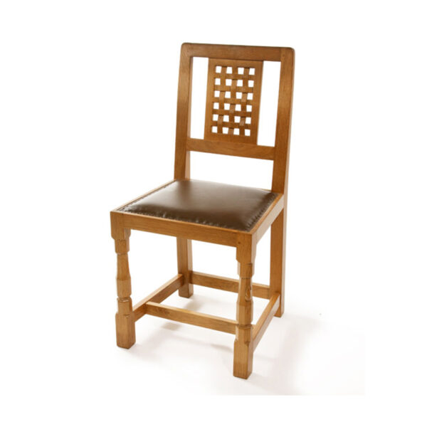 Mouseman Oak Higher Lattice Back Dining Chair