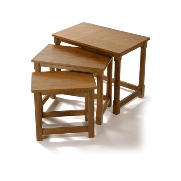 Mouseman Oak Nest of Three Tables