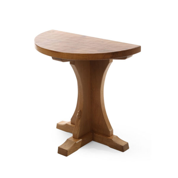 Mouseman Oak Half Round Hall Table