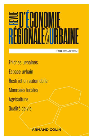Revue d'économie régionale et urbaine, n° 1 (2023). Varia