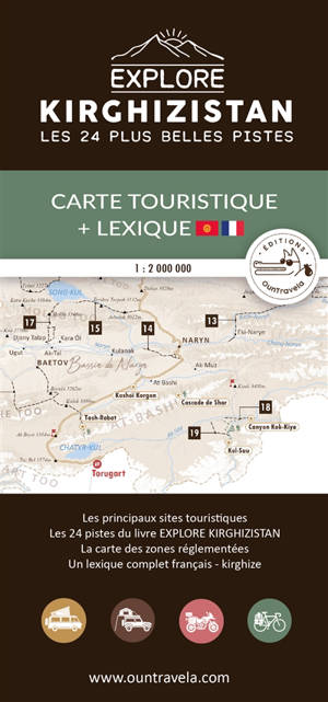 Explore Kirghizistan : les 24 plus belles pistes : carte touristique + lexique