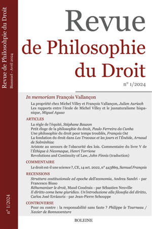 Revue de philosophie du droit, n° 1