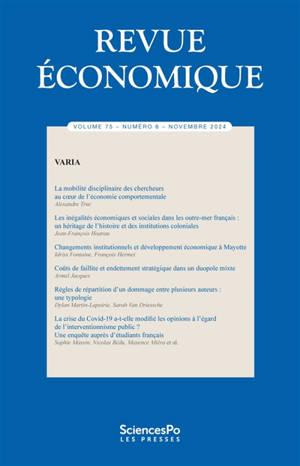 Revue économique, n° 75-6. Varia