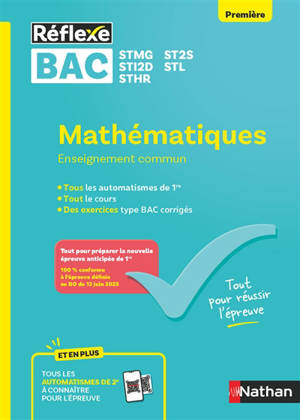 Mathématiques, enseignement commun 1re, bac STMG, ST2S, STI2D, STL, STHR