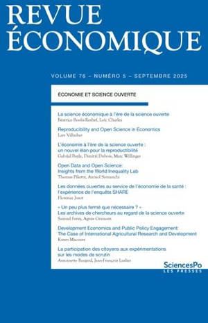 Revue économique, n° 76-5. Economie et science ouverte