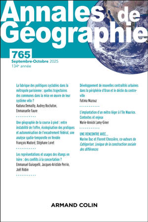 Annales de géographie, n° 765