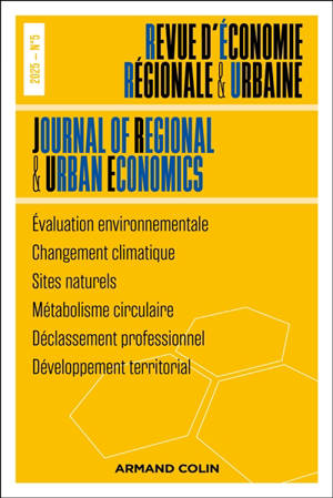Revue d'économie régionale et urbaine, n° 5 (2025). Varia