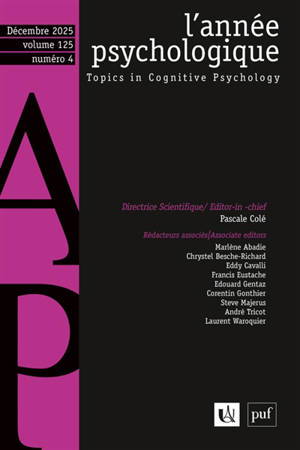 Année psychologique (L'), n° 4 (2025)