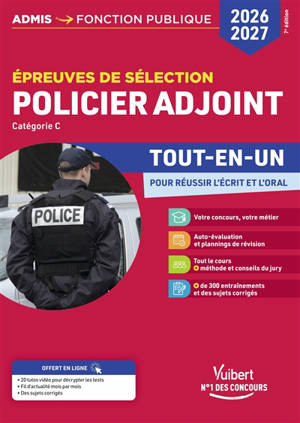 Policier adjoint : épreuves de sélection, catégorie C : tout-en-un, 2026-2027