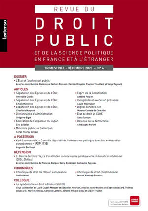 Revue du droit public et de la science politique en France et à l'étranger, n° 4 (2025). L'Etat et l'audiovisuel public