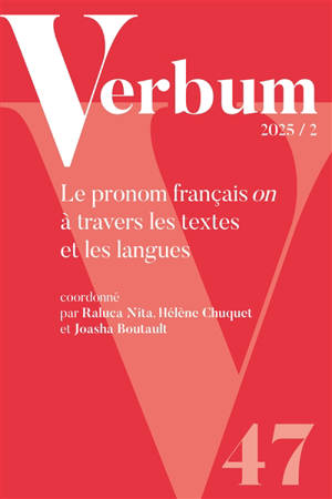 Verbum, n° 2 (2025). Le pronom français on à travers les textes et les langues