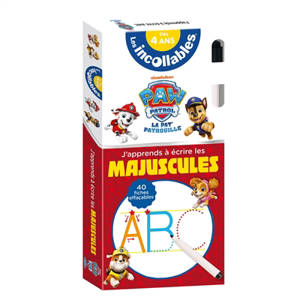 J'apprends à écrire les majuscules, dès 4 ans : Paw Patrol, la Pat' Patrouille : 40 fiches effaçables
