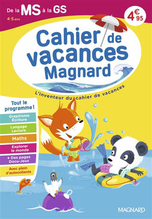 Cahier de vacances Magnard de la MS à la GS, 4-5 ans : tout le programme !