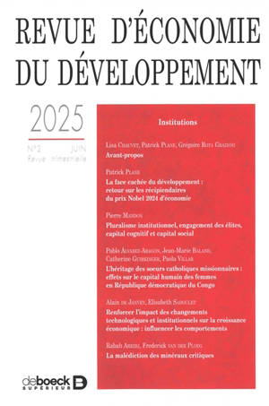 Revue d'économie du développement, n° 2 (2025)