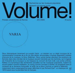 Volume !, n° 22-2. Varia