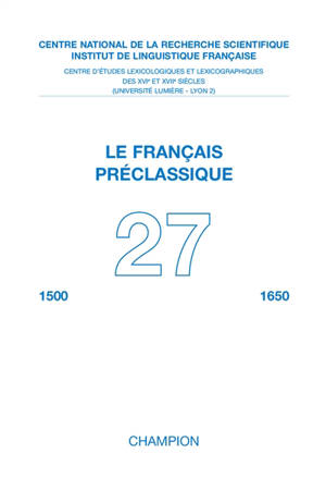 Français préclassique (Le), n° 27
