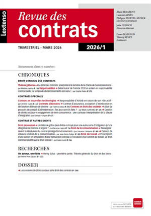 Revue des contrats, n° 1 (2026)