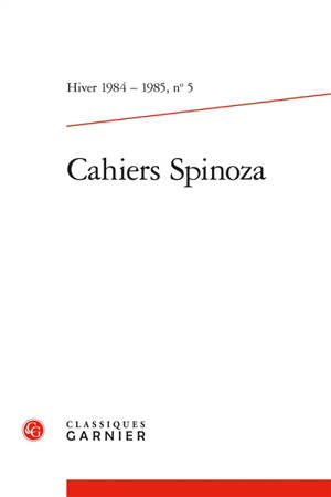 Cahiers Spinoza, n° 5