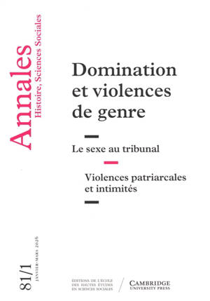 Annales, n° 1 (2026). Domination et violences de genre