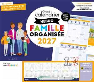 Grand calendrier hebdo Famille organisée 2027