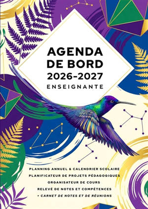 Agenda de bord 2026/2027 Enseignante : Carnet de bord A4 pour les professeurs
