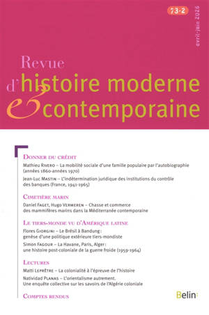 Revue d'histoire moderne et contemporaine, n° 73-2