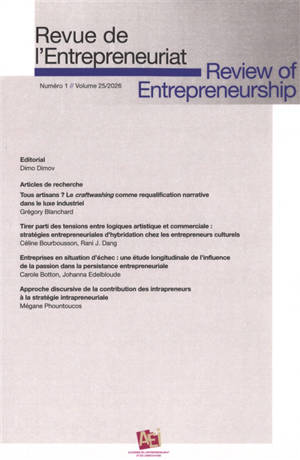 Revue de l'entrepreneuriat, n° 1 (2026)