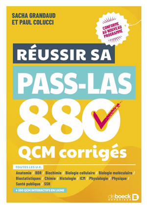 Réussir sa Pass-LAS : 880 QCM corrigés : toutes les UE, conforme au nouveau programme