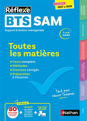 BTS SAM support à l'action managériale, 1re et 2e années : toutes les matières : examens 2027 et 2028