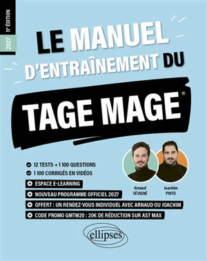 Le manuel d'entraînement du Tage Mage : nouveau programme officiel 2027 : 12 tests + 1.100 questions, 1.100 corrigés en vidéos