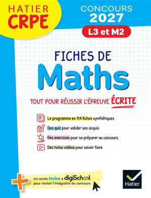Mathématiques : épreuve écrite d'admissibilité : CRPE concours 2027 L3, M2