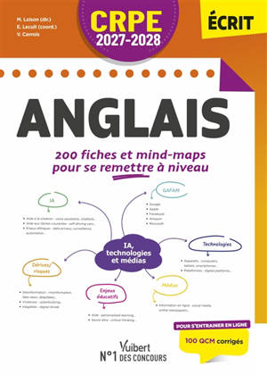 Anglais : 200 fiches et mind-maps pour se remettre à niveau : CRPE 2027-2028 écrit