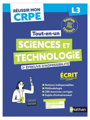 Sciences et technologie, 2e épreuve d'admissibilité : écrit L3 : nouveau concours 2027-2028