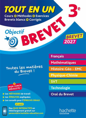 Tout en un 3e : brevet 2027 : toutes les matières du brevet !