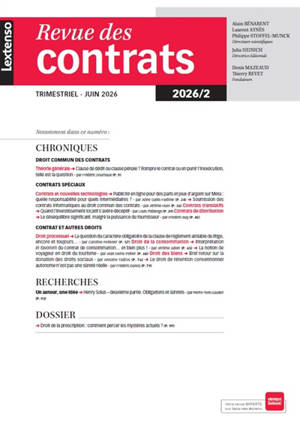 Revue des contrats, n° 2 (2026). Droit de la prescription : comment percer les mystères actuels ?