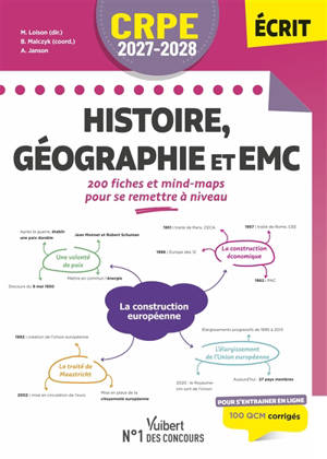 Histoire, géographie et EMC : 200 fiches et mind-maps pour se remettre à niveau : CRPE 2027-2028 écrit