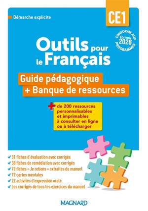 Outils pour le français, CE1 : guide pédagogique + banque de ressources : démarche explicite, conforme aux programmes