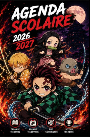 Agenda scolaire 2026-2027 Demon Slayer : Organisateur scolaire : Planificateur hebdomadaire pratique pour noter les devoirs, l'emploi...